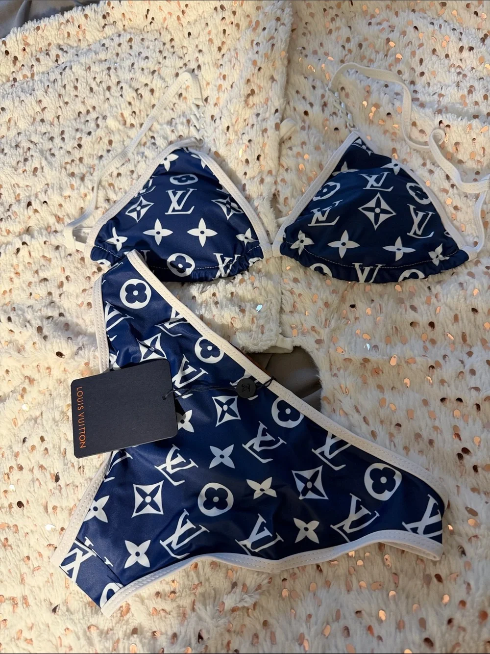 Louis Vuitton Navy & White Monogram Bikini Set